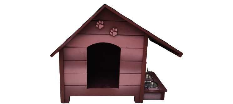 Къща за куче със стряха + купи;Колиба за кучета;Къщи за кученца-Кафява