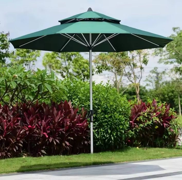 Плажен / Градински чадър с двоен таван + стойка