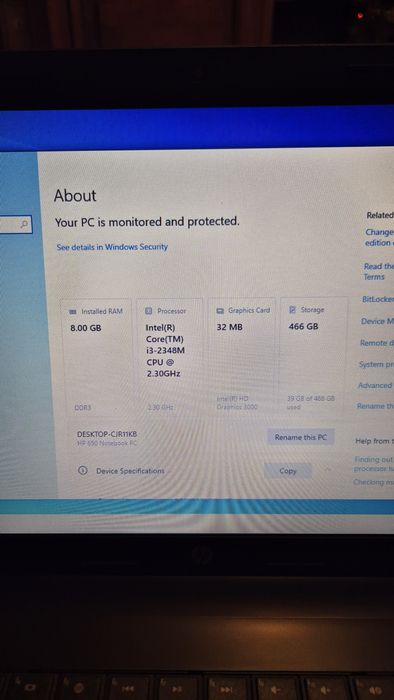 Laptop HP 650 Notebook i3 - 8 gb RAM Windows 10 diagonala 15.6"