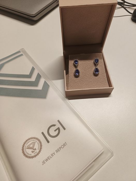 Cercei cu diamante și tanzanite