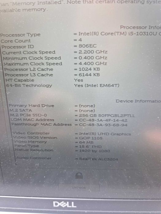 Laptop Dell Latitude 5510