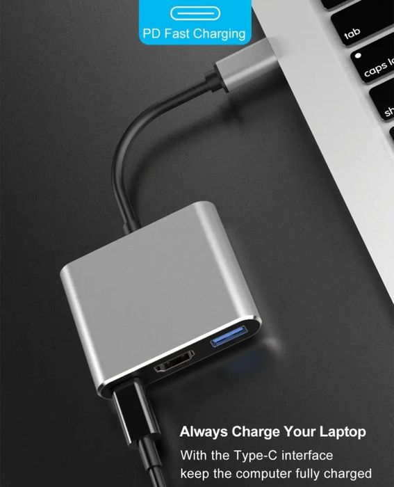 Hub Macbook Laptop Type C la Hdmi USB 3in1