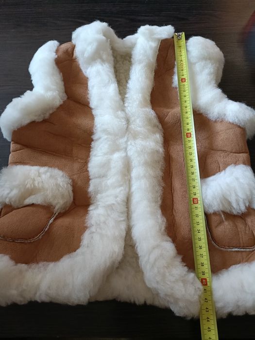 Vesta piele tăbăcită și blana oaie pt copiii