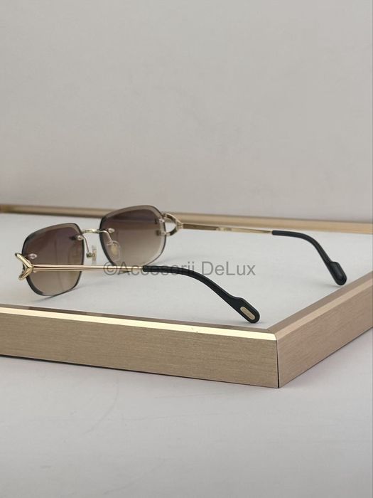 Ochelari de Soare Cartier Premiere Gold Brown CT0468S Noi Full Box [Verificare Colet]