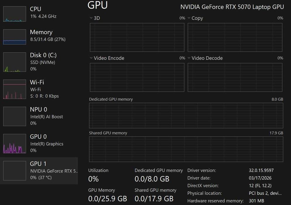 Laptop Lenovo Legion Pro 5 16IAX10 Intel Ultra 9 275HX 32GB RAM DDR5 5600 1TB 5070 8GB VRAM Ecran OLED WQXGA 2560 x 1600