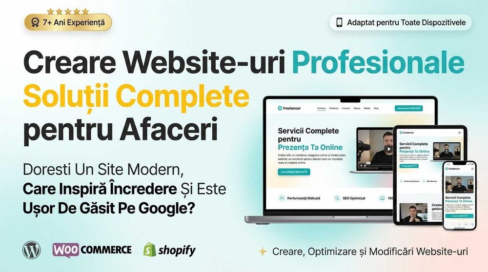 Site-uri care Aduc Clienți, Nu Doar Prezență Online | Creare Site Web Profesional | WordPress, WooCommerce, Shopify | Optimizate pentru Conversii