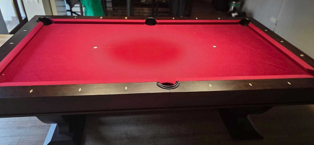 Masa Biliard James 8ft cu Blat + Suport Tacuri + Tacuri + Bile + Lampa Biliard + Blat Tenis Cu Fileu si Palete