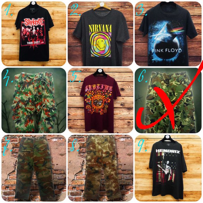 Тениски на банди и артисти +  карго панталони / Slipknot, NIRVANA, PINK FLOYD, Sublime, Himmy Hendrix, CARGO MILITARY PANTS