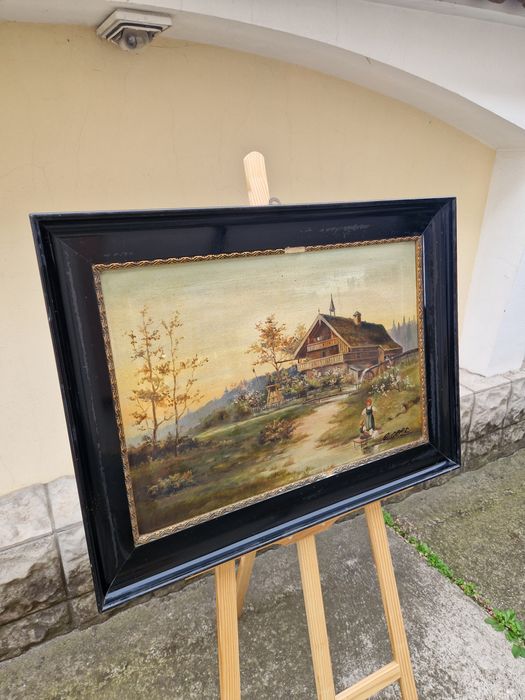 Превъзходна антикварна майсторска картина масло върху платно