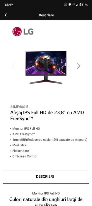 Monitor lg 24 inchi