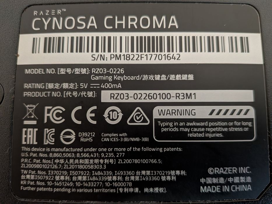 Tastatura gaming Razer Cynosa Chroma
Tastatura gaming Razer Cynosa Chr