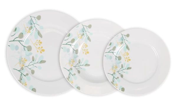 Set vesela 18 piese, rotund, portelan  stil mediteranean, Culoare Alb