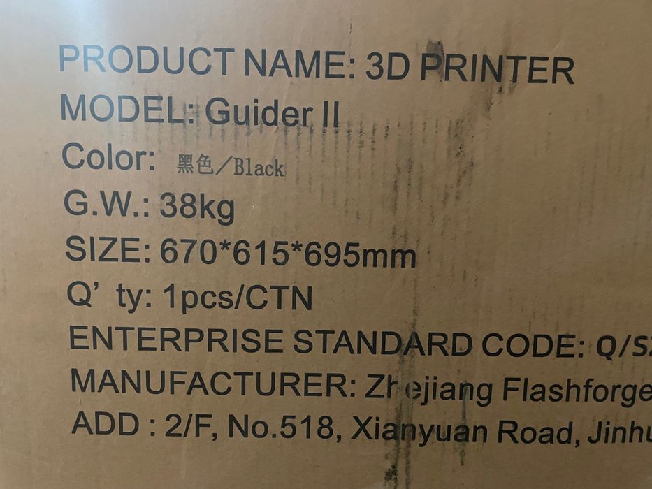 3d printer. Flashforge guider 2 280x250x300 мм (без материнской платы)