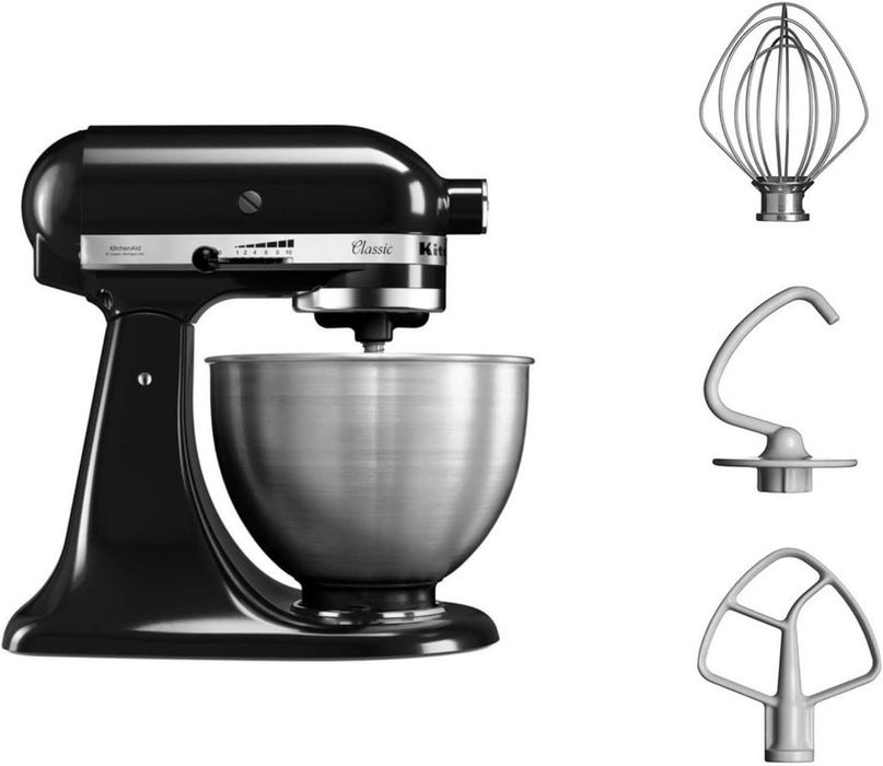 Нов Планетарен Миксер с Купа Кухненски Робот KitchenAid 5K45SSEOB, 4.3 л, Сlassic, 2 години Гаранция