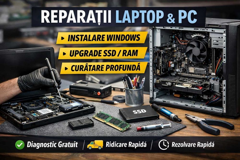 Reparații Laptop & PC Focsani |  Upgrade SSD, Instalare Windows