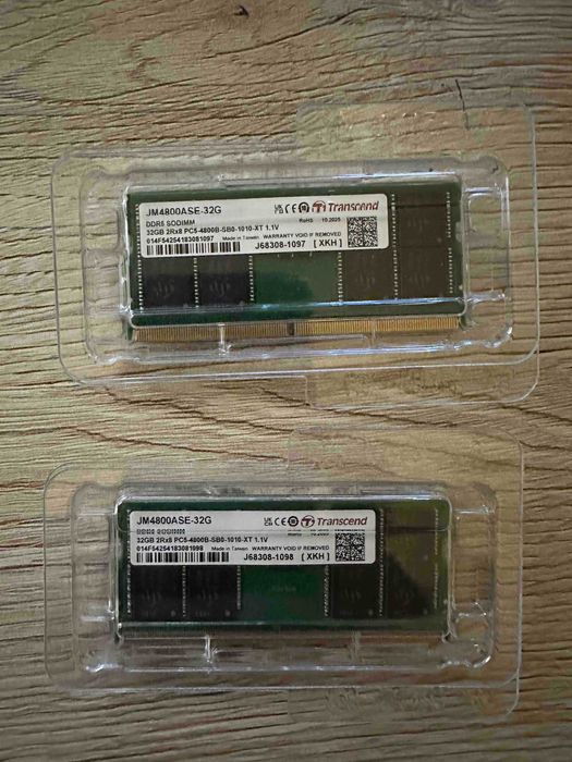64GB RAM DDR5 4800MHz (2x32GB) Transcend SO-DIMM за лаптоп, като нова, комплект