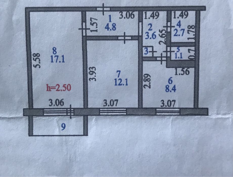 2-х комнатная 20 мрн.
