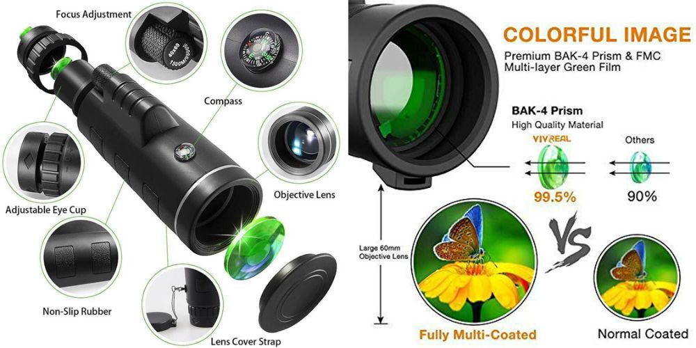 Telescop Monocular Zoom 40X60. Vanatoare, calatorii etc Nou ambalat!