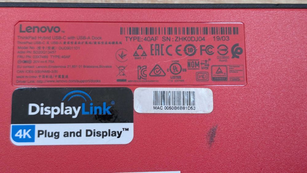 Докинг станция Lenovo ThinkPad Hybrid USB-C Dock 40AF + Гаранция
