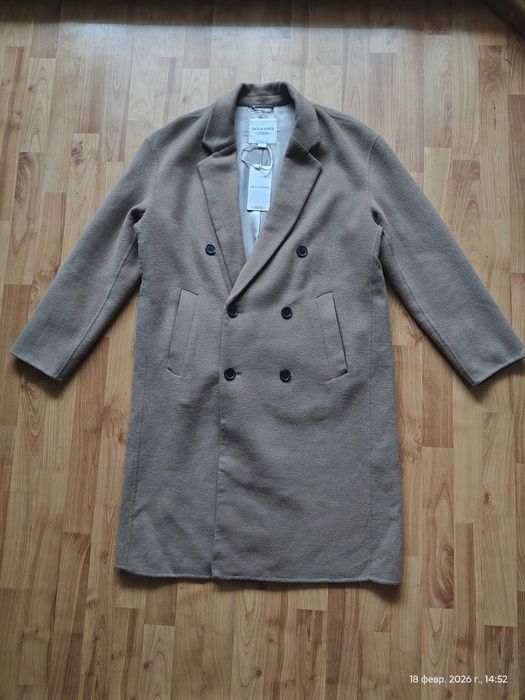 Пальто Jack & Jones (Испания),двубортное,шерсть,оригинал,новое,р-р 50