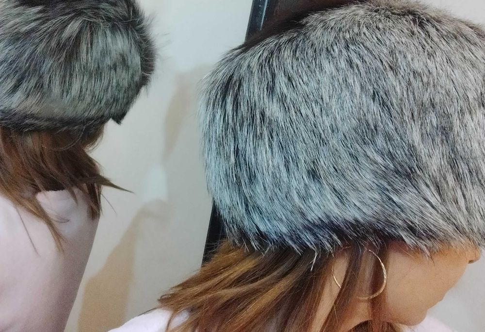 Căciulă blană de vulpe argintie