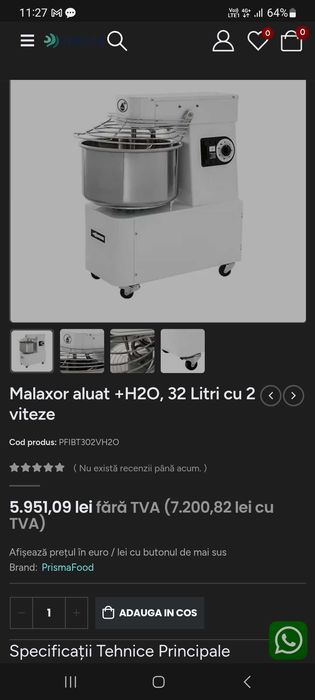 Malaxor de pizza  24kg aluat /trifazic/+H2O