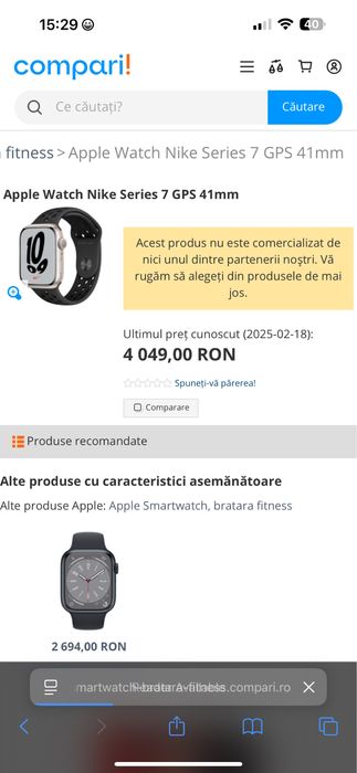 Apple Watch Nike 7, GPS, Carcasa Starlight Aluminium 41mm Iasi