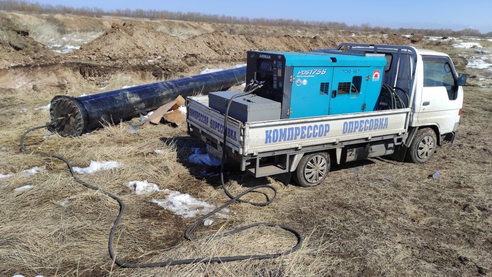 Опрессовка, Компрессор, продувка, отбойник