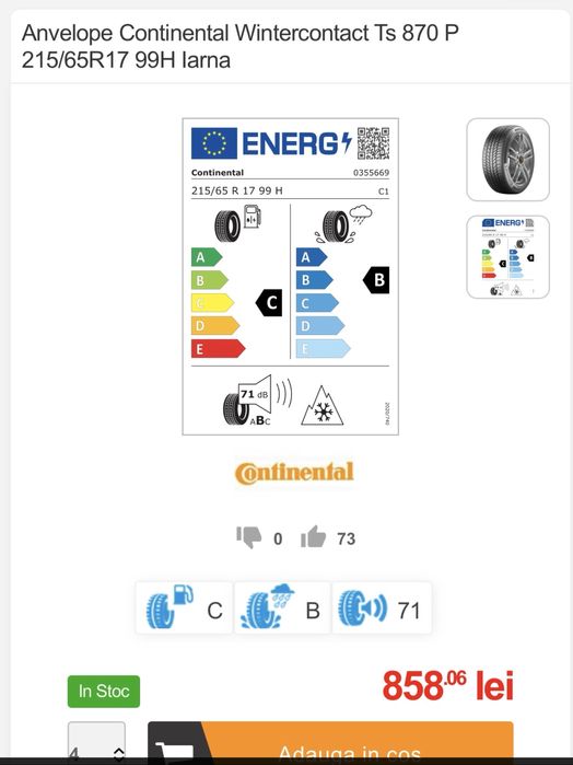 Jante Aliaj 17” 5x112 Audi/ Skoda/ VW/ Seat si anvelope Continental 215/65/17 99H