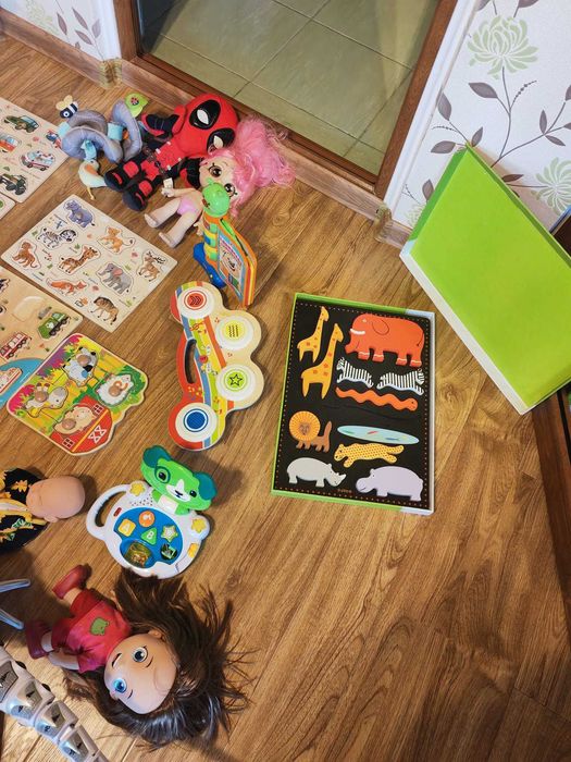 Jucării bebe lot 30 bucati - unele cu sunete,  puzzel lemn interactive