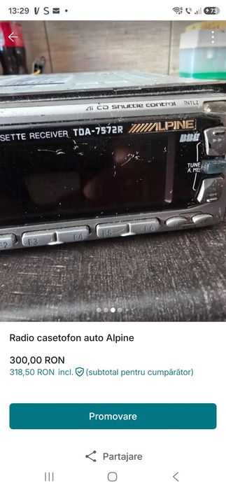 Radio casetofon Alpine