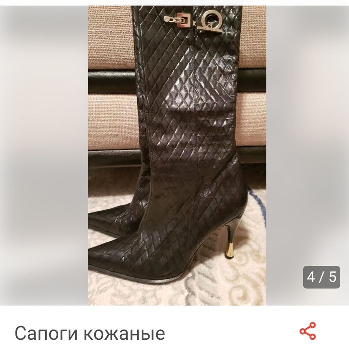 Кожаные брендовые сапоги