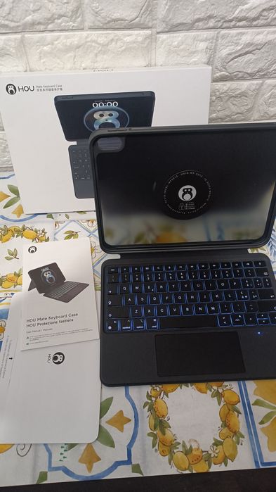 Husă cu tastatură HOU,rotativă și detașabilă pt.  iPad 11/10,iluminare