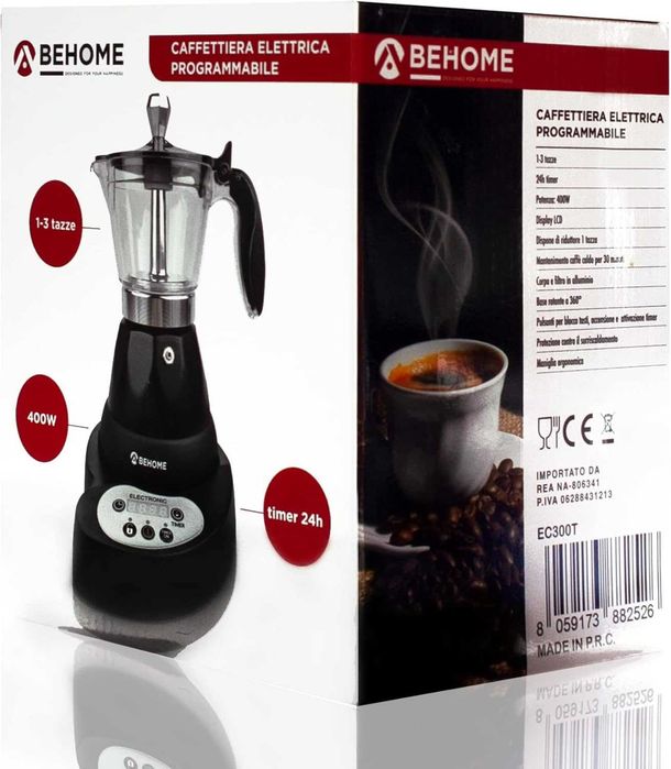 Електрическа програмируема кафе машина BEHOME Moka 3 чаши с таймер