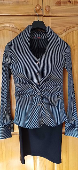 Разкошен СЕТ 3 Части-САКО с Камъни+ПОЛА Висока талия и Колан+РИЗА!НОВИ