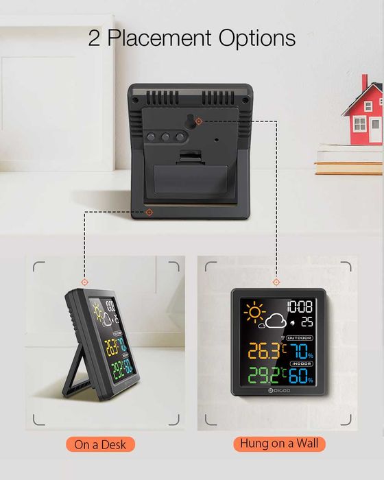 Метео станция с външен сензор, влажност, вътрешна и външна температура