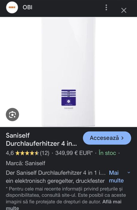 Boiler Instant apa calda baie SaniSelf 4 in 1 27Kw Nou 400V