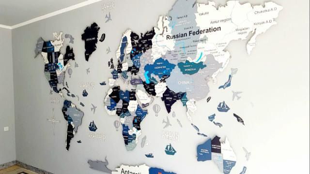Декоративные Карты мира из дерева или акрила