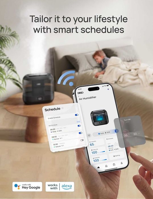 Dreo Smart овлажнители за спалня, пълнене отгоре 4L, 28 dB, 36 часа