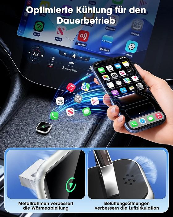 Wireless CarPlay Adapter Low Latency, OTA Upgrades (Gold)