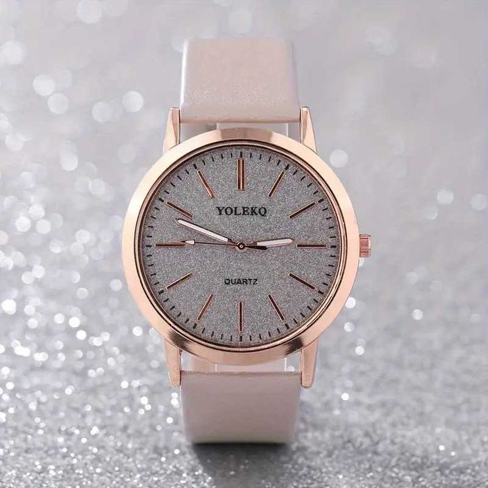 Нов нежен дамски комплект часовник, колие, гривна, обеци и пръстен