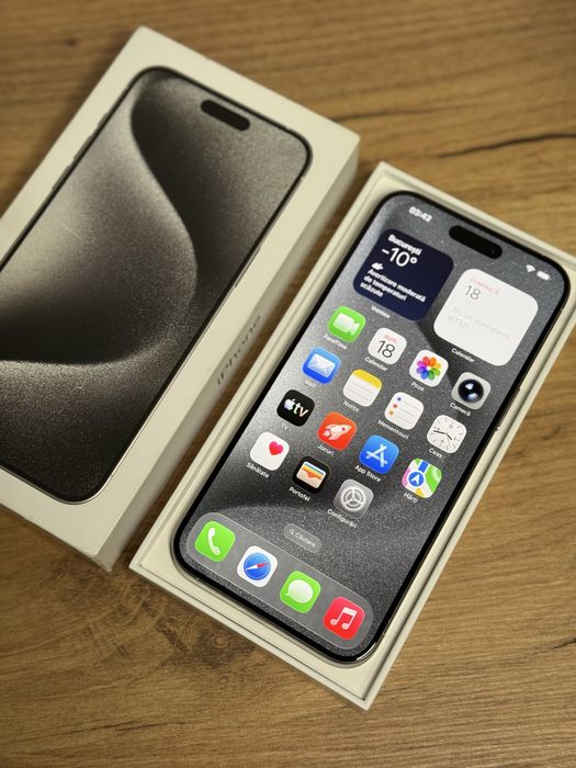 iPhone 15 Pro Max 94% White Titanium 256 GB full box
