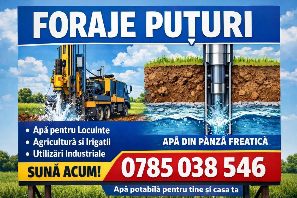 Foraje puturi  denisipare Prețul îl stabilim împreună pentru Puțul tau (ne deplasăm in toata Țara)
Ĺ
FORAJE PUȚURI PROFESION