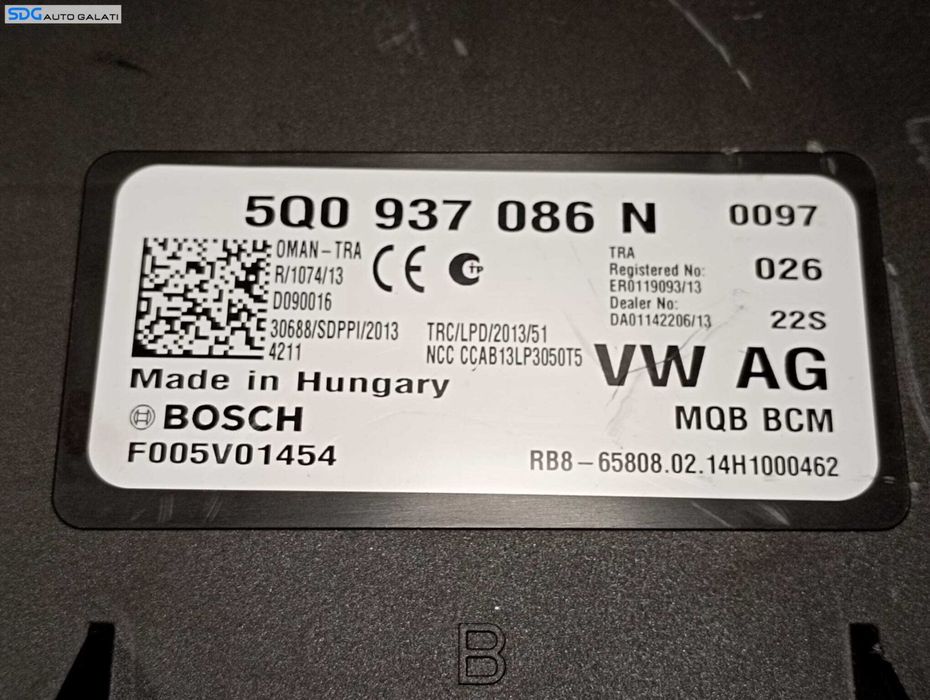 Unitate Modul Calculator Confort Comfort BCM Volkswagen Golf 7 1.6 TDI 2013 - 2017 Cod 5Q0937086N [M5172]