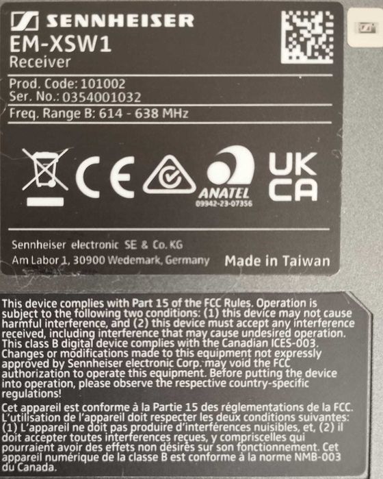 Радиомикрофон Sennheiser em xsw1