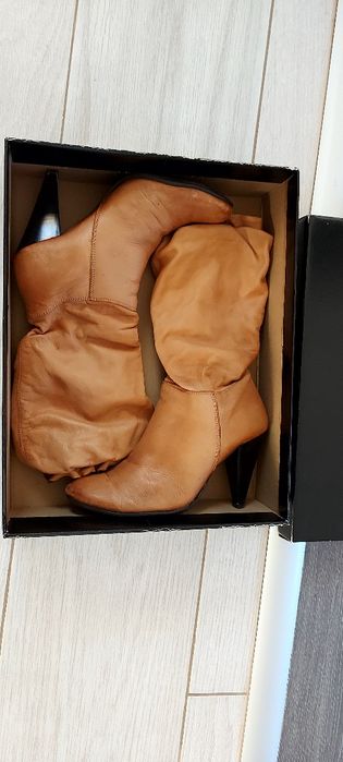 Ботуши естествена кожа, цвят камел