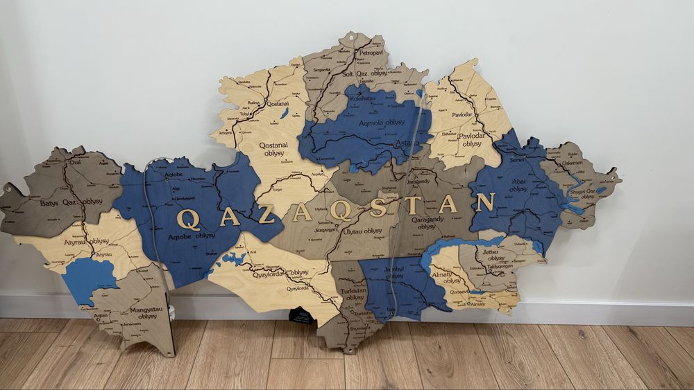 3Д карта казахстана из дерева
