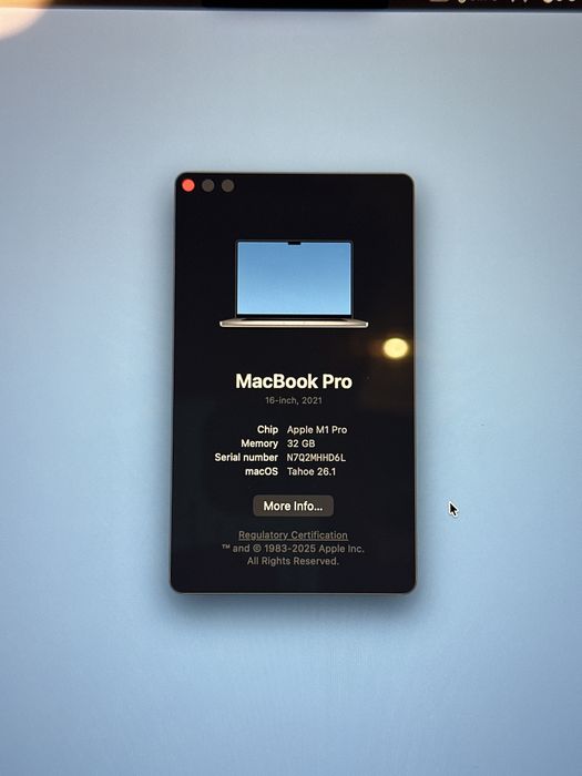 Macbook pro m1 16' 32gb 512ssd