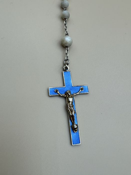 Rozariu din argint si sidef obiect religios