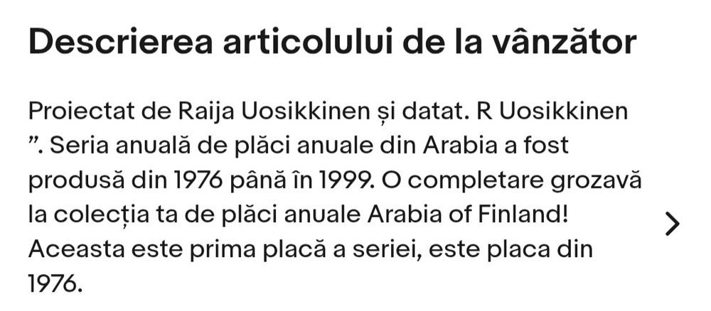 Platou original Finlanda 1976/Colectie